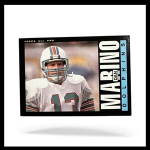Topps Trading Card - Black, White, Blue of HOF Dan Marino Mint Condition 1985